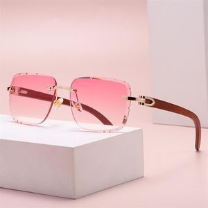 Modische quadratische Sonnenbrille für Damen, Business-Casual, Eleganz, Brillen, Champagner, Gold, Dekoration, Besatz, Handwerk, Brille, rot, weiblich, N2577