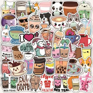 100pcs Śliczne kreskówki Pearl Milk Tea Stickers Pack For Girl Boba Bubble Herbata naklejka naklejka do DIY Bagaż Laptop Guitar Can Butelka do wody