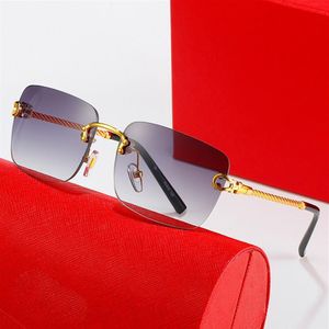 square carti glasses sunglasses for men designer gold alloy frames Uv380 frameless square driving eyewear outdoor goggle men metal220T