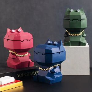 1pc Unique Hippo Ashtray With Cover For Home Office Living Room, Creative Desktop Cartoon Decoration