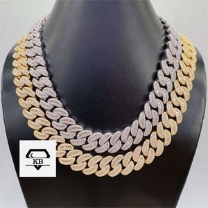 Hip Hop Jewelry 925 Sterling Silver 15mm Baguette Cut Diamond Luxury Moissanite Cuban Link Chain