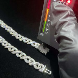 Wholesale Moissanite Cuban Chain Hip Hop Jewelry Iced Out Diamond S925 Sliver 12mm Width Miami Link