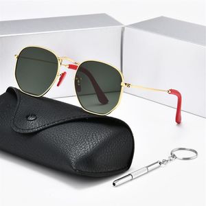 2023 Brand Designer Sunglasses Women Men Alloy Frame Tempered Glass Lens Reflective Color Film Sheep Leather Foot Sleeve Gafas De 333F