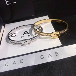 0c1r Bracciale rigido in oro 18 carati, acciaio al titanio, braccialetto di design, ragazza di lusso, amore, diamante, cerchio, gioielli di marca classici