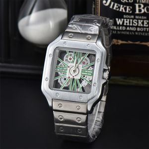 Designer Casual Watches Mens Silver Fashion Simplicity Hollow movement Men Watch stainless steel Wristwatches orologio uomo