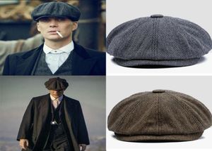 Berretti Uomo Berretto Vintage a spina di pesce Gatsby Tweed Peaky Blinders Cappello Sboy Primavera Cappelli con visiera piatta1122114