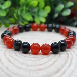 MG1982 Bracciale da donna con perline di corniola rossa in shungite da 8 mm, da donna, da uomo, con protezione energetica EMF