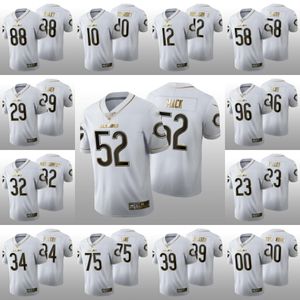 Chicago''Bears''Men 52 Khalil Mack 34 Walter Payton 10 Mitchell Trubisky Custom Women Youth White 100th Golden Edition Jersey