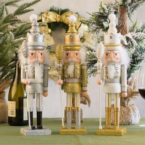 Woden كبير Nutcracker Puppet King Soldier Christmas Gift Decoration Golden Silver Nutcracker Decorations 201028257k