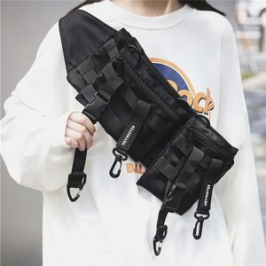 Pacote de cintura funcional de vários bolsos funcionais bolsa de telefone casual, para fora da cintura, bolsa de cinto de plataforma de peito de hip hop