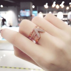 Damowe spersonalizowane diamenty Złoto Podzielone Designer Regulowany pary Pierścień palców indeksowych biżuteria