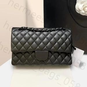 Najwyższej jakości jumbo podwójna klapa luksusowy projektant prawdziwy skórzany kawior jagnięta klasyka All Black torebka pikowana torebki na ramię