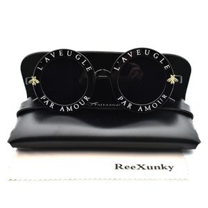 Solglasögon mode unisex runda retro kvinnor vintage glasögon cirkel klassisk bi bokstäver sol män nyanser visor oculos topsunglasses245p