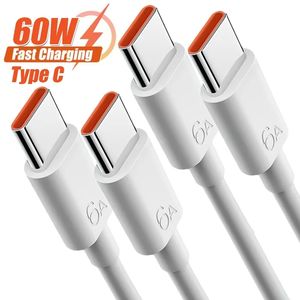 66W 6A USB Type C-kabel USB-C Mobiltelefon Fast Charging USB C Charger Cable för Samsung Galaxy Huawei Mate 20 USB Data Cord Cord