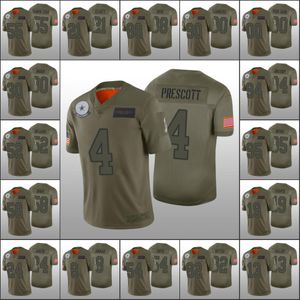 Dallas''Cowboys''Men 21 Ezekiel Elliott 4 Dak Prescott 19 Amari Cooper Custom Women Youth Salute to Service Camo Jersey