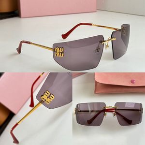 Runway square metal sunglasses ultra lightweight borderless frame curved lenses with metal letter symbol logo MU9YS suitable for face shape elegant women Gafas