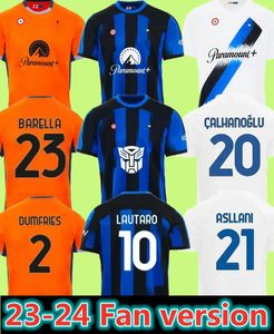 23 24 24 Interns Lautaro Milans Soccer Jerseys Lukaku Anniversary Correa Dzeko Brozovic Barella Asllani Frattesi Home and Away 2023 2024 Football Men Shirt Kit Kids Kids