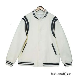 Rhude Double White Stripe Patchwork Color Contrast Jacket Män och kvinnors ulljacka Basebolljacka Fashion Button Jacket 847 991