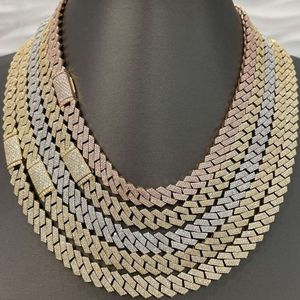 12mm Miami Style 18k Solid Gold Plated Silver Moissanite Diamond Chain 3 Row Iced Out Spiked Cuban Chain for Sale in America