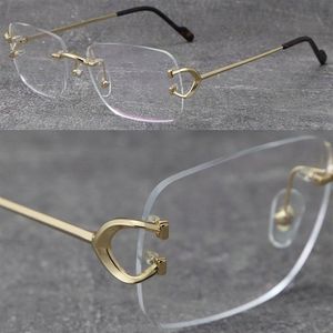 2022 New Designer C Decoration Metal Rimless Square Square Glasses 0344o 001 M C57G23AK Frame 18K Gold Optical Mal