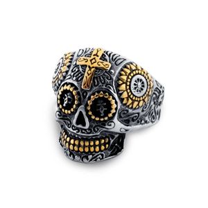 Уникальное преувеличенное винтажное мужское кольцо с черепом в байкерском стиле, готический панк, ювелирные изделия, кольца из сплава с черепом и черепом