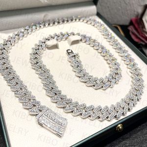 GRA Hip Hop Custom Chain 15mm 925 Sterling Silver Iced Out Moissanite Cuban Link