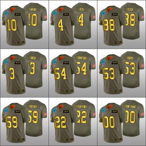 Carolina''Panthers''Men 22 Christian McCaffrey 59 Luke Kuechly Personalizado Mulheres Juventude Olive Golden Jersey Saudação ao Serviço