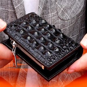 Kostet s auf Männern Leder Brieftaschen 12 5 12 2 5 cm kurze Brieftaschen Krokodilkorn echtes Leder mit Reißverschluss, um ausgezeichnete Qu2777 zu schließen