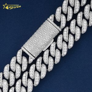 Fabrik grossistvitt guldpläterad isad kubansk halsband 16mm prong kubansk länkkedja halsband moissanite diamant kubansk kedja