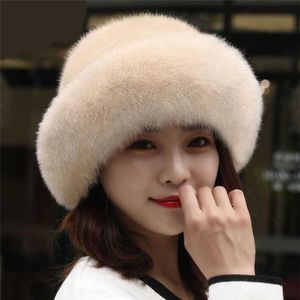 Czapki czaszki czapki mody kobiet Furry Winter Winter Faux Furt Fur Brim Faux Fur Heap Beret Warm Cap T221020304J