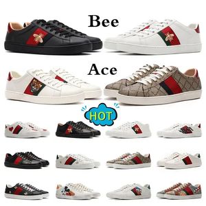 Clássico Itália Designe Ace Sapatos Sneakes Bee Snake Emboideed Preto Mens Mulheres Tige Intelocking Sapato Branco Andando Casual Outdoos Spots Platfom