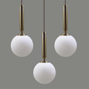 Creative Glass Hanging Lamp 15 20 25 30 cm White Ball Light Shade Gold Black Bedroom Restaurant Bar278L