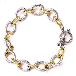 David Style Jewelry Men Armband Rostfritt stål Twist Twisted Rope Chain T Buckle Two-Tone Chain Armband