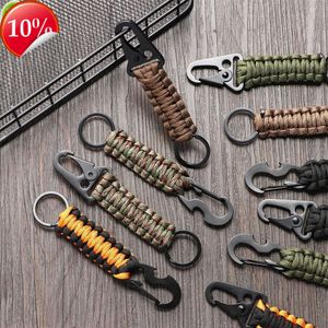 Yeni 1 adet Paracord Keychain Örgülü Açık Hava Survival Kiti Men için Yardımcı Hizmet Tırmanış Kampı Kamp Acil Karabin Hook Cord Ana Zinciri