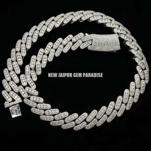 20mm Vvs Moissanite Diamond Miami Cuban Chain with 14k White Gold Finished in Sterling Silver 925 18 - 26'' Pass the
