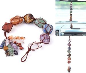 Beaded Strands 2022 Chakra Natural Crystal Stone Car Pendant 7 Tumbled Bracelet Tassel Hanging Ornament Stones Decor Tiger Eye2383410