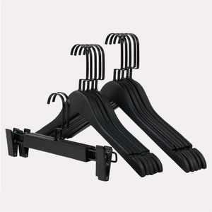 High Quality Black Wood Clothes Hanger for Suit Coat Shirt Adult Kids Black Wooden Pants Skirt Hanger with Clips 12 Pcs Lot 2267h