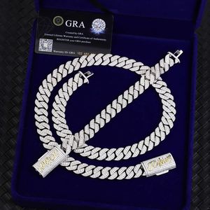 Gra Certificate Vvs d Color Moissanite Diamond 15mm Hip Hop Iced Out Cuban Link Chain Jewelry Necklace