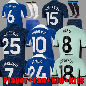 2023 2024 Nkunku Jackson CFC Soccer Jerseys Disasi 23 24 Enzo Fernandez Mudryk James Sterling Cucurella Cucurella Chukwuemeka Shird Men Kit Ugochukwu