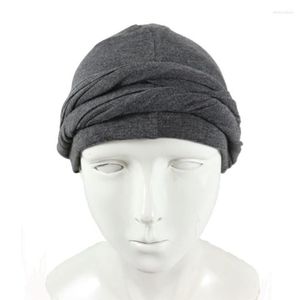 Berets homens turbante headwrap haloturban durag confortável quimio chapéu cetim forrado lenço muçulmano hijab218x