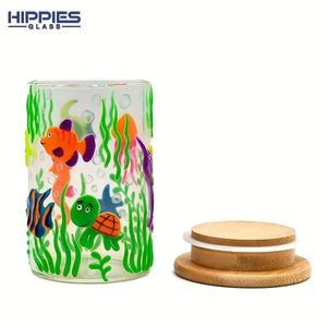 1pc Cute Sea World Fish Sea Koral Hand Painted Tobacco Storage Sealed Jar With Lid, Cigarette Leaf Jar Smoking Tobacco Cigarette Accessories, Home Decor