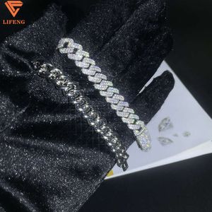 Lifeng smycken 10mm män kvinnor kubansk kedja halsband vvs moissanite hiphop silver diamant