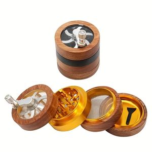 1pc, Grinder, Grinding Machine, Wooden Spice Grinder, Creative Four-layer Grinder, Metal Grinder For Kitchen, Herb Grinders, Multifunctional Spice Crusher