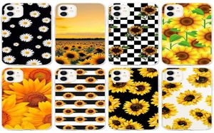 Słonecznik miękki TPU dla iPhone 14 Pro Max 13 12 mini 11 xr xs x 8 7 Plus 6 6s moda Sun Flower Floral Print luksus czarny ye4576490