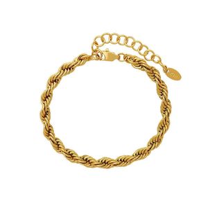 2022 Frühlingsmode, französisches, robustes, ausgefallenes Twist-Armband, 18 Karat echtes Gold, Edelstahl-Armband-Zubehör, Großhandel