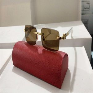 Whole- Sunglasses Women Men Rimless Vintage Summer Cat Eye Style Brand Designer Buffalo Horn Glasses Popular Eyewear228S