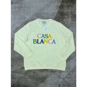 Casablanca kolorowe designerskie bluzy Letter okrągła szyja pullover luźni mężczyźni i kobiety niebieski sweter Casablclc z kapturem