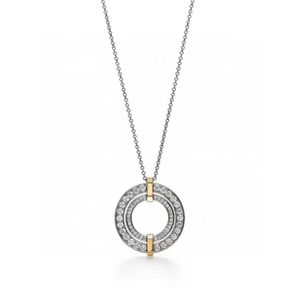 Colar de diamantes colares de designer para mulheres jóias de luxo mulher círculo duplo 18K corrente de prata de ouro mulheres jóias de luxo senhora menina presente de festa de aniversário