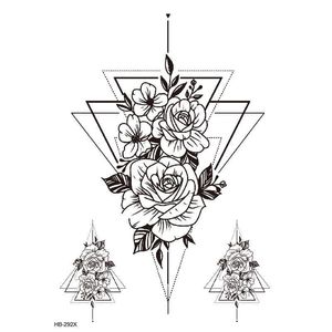 New Flower Arm Tattoo Sticker Waterproof Half Black and White Peony Set