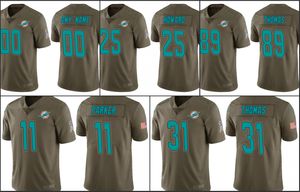 Miami''dolphins'''men 11 Devante Parker 31 Michael Thomas 25 Xavien Howard Custom Women Youth Salute 서비스에 올리브 저지